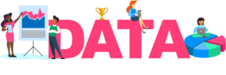 The word Data with illustrated with people
